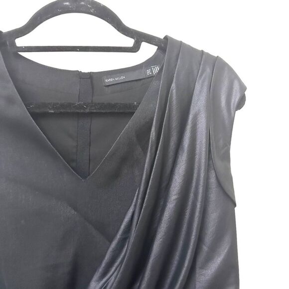 KAREN MILLEN Draped Black Shimmer Mini Dress Sz 8 - Picture 3 of 4